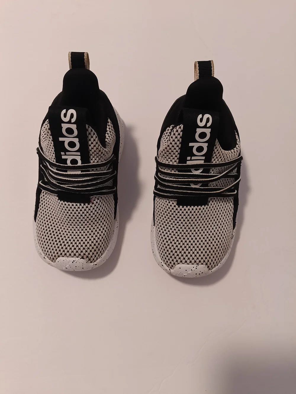 Adidas Kids Easy Slip-On Athletic Shoes Black White Speckled Size US 7.